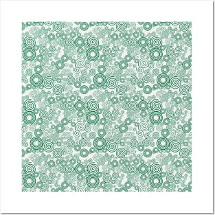 Green and Gray Spiral Pattern Posters and Art